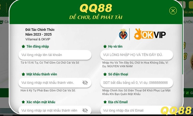 Cách tạo tài khoản QQ88 trên điện thoại